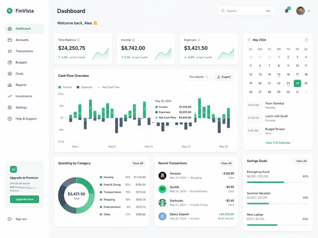 Finza Dashboard mit Auswertungen und Terminplanung